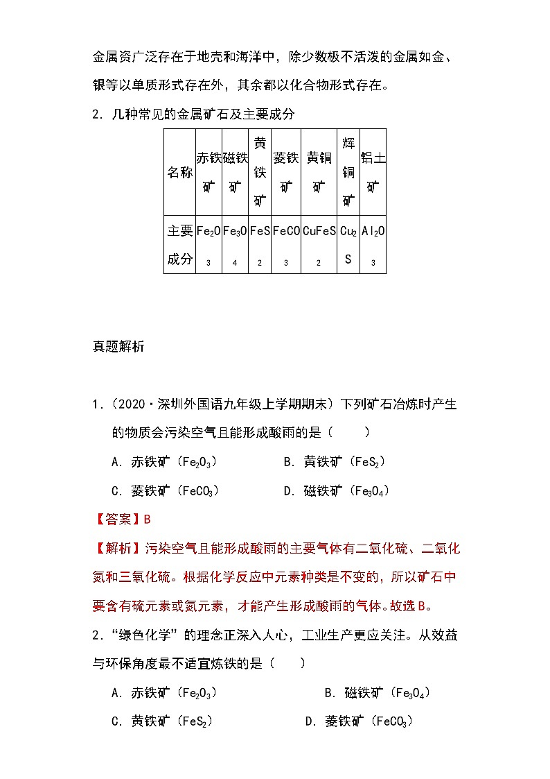 备战2023年新中考二轮化学专题导练考点28 生铁的冶炼（解析版）第2页