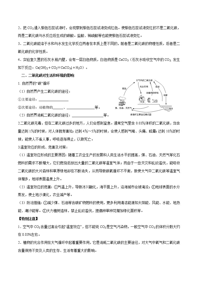 课题3 二氧化碳和一氧化碳—2022-2023学年九年级化学上册 （人教版）(无答案)03