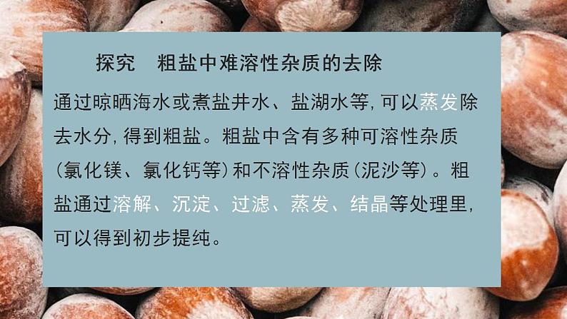 人教版化学九年级下册 实验活动8粗盐中难溶性杂质的去除 课件+教案06