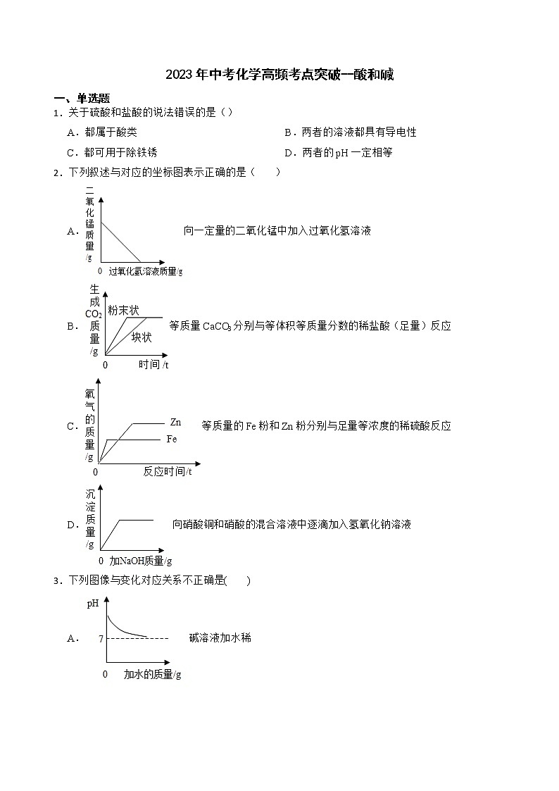 2023年中考化学高频考点突破--酸和碱第1页