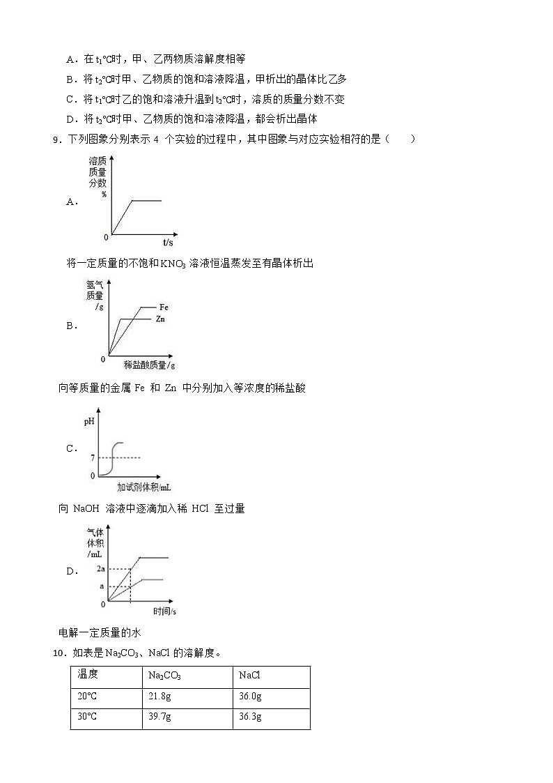 2023年中考化学高频考点突破--溶液的浓度综合题03