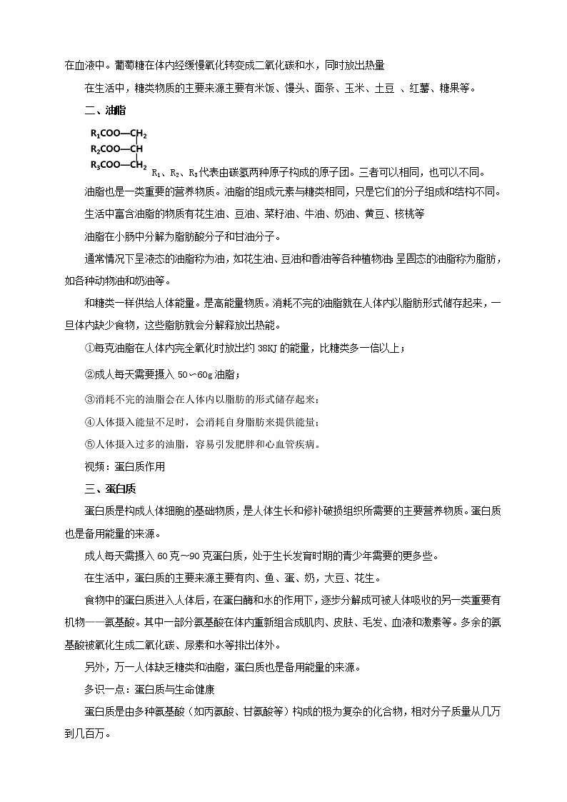 鲁教版 九年化学下 第十单元 第1节 食物中的有机物（教案）第3页
