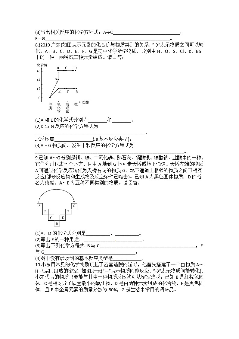 初中化学中考复习 2020届九年级中考化学热点专题训练：专题13物质的推断第3页