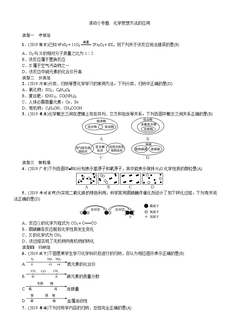 初中化学中考复习 2020中考备考化学考点讲练  滚动小专题 化学思想方法的应用01