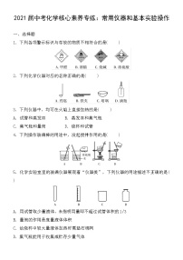 初中化学中考复习 2021届中考化学核心素养专练：常用仪器和基本实验操作