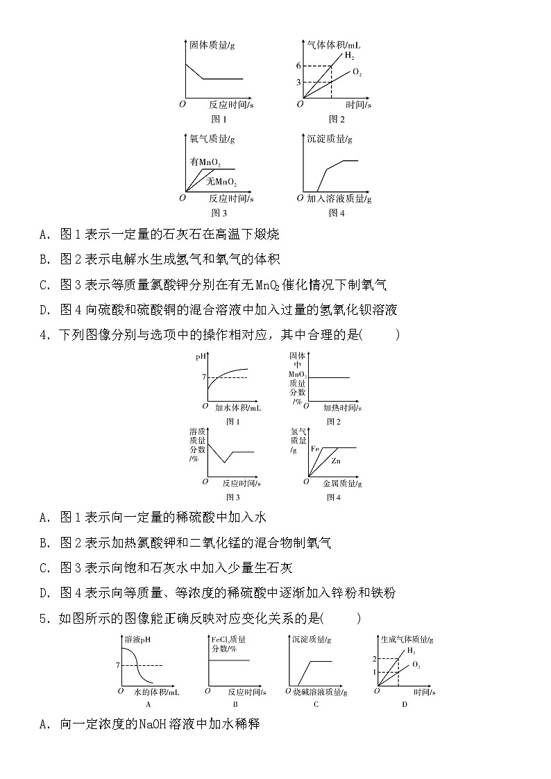 初中化学中考复习 2021届中考化学核心素养专练：坐标曲线分析选择题专练第2页