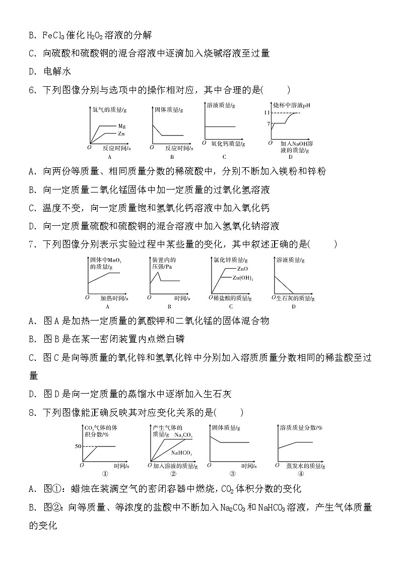 初中化学中考复习 2021届中考化学核心素养专练：坐标曲线分析选择题专练第3页