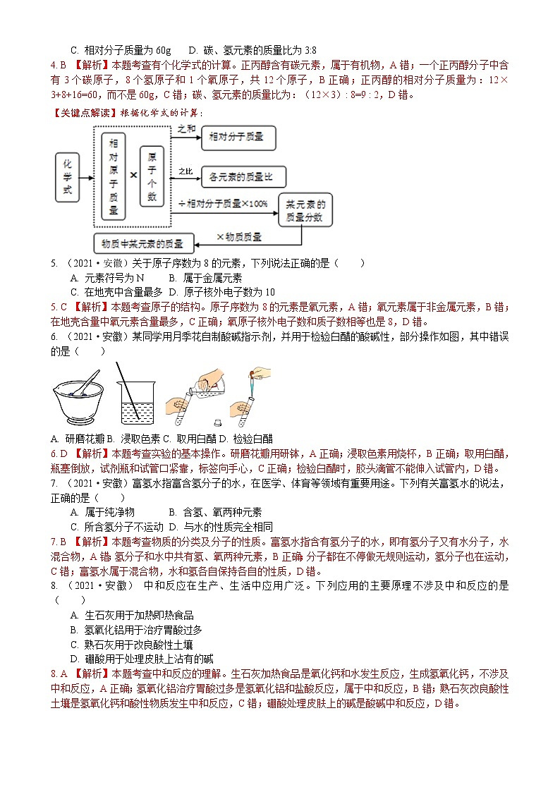 初中化学中考复习 2021年安徽省中考化学真题（解析版）02