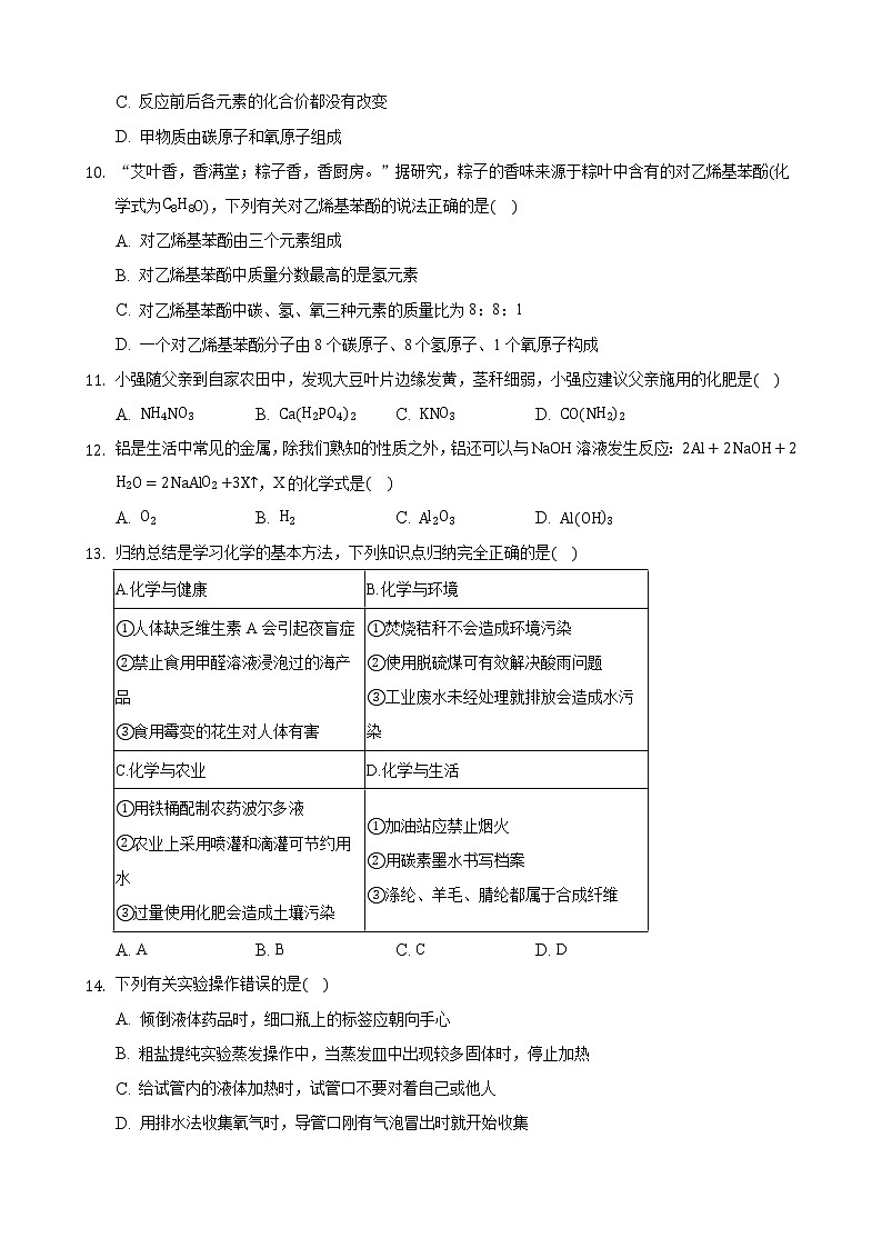 初中化学中考复习 2021年黑龙江省龙东地区伊春市中考化学真题第3页