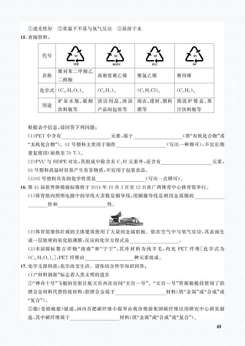 初中化学中考复习 2023化学中考集训：专题十一 化学与生活（PDF原卷版）第3页