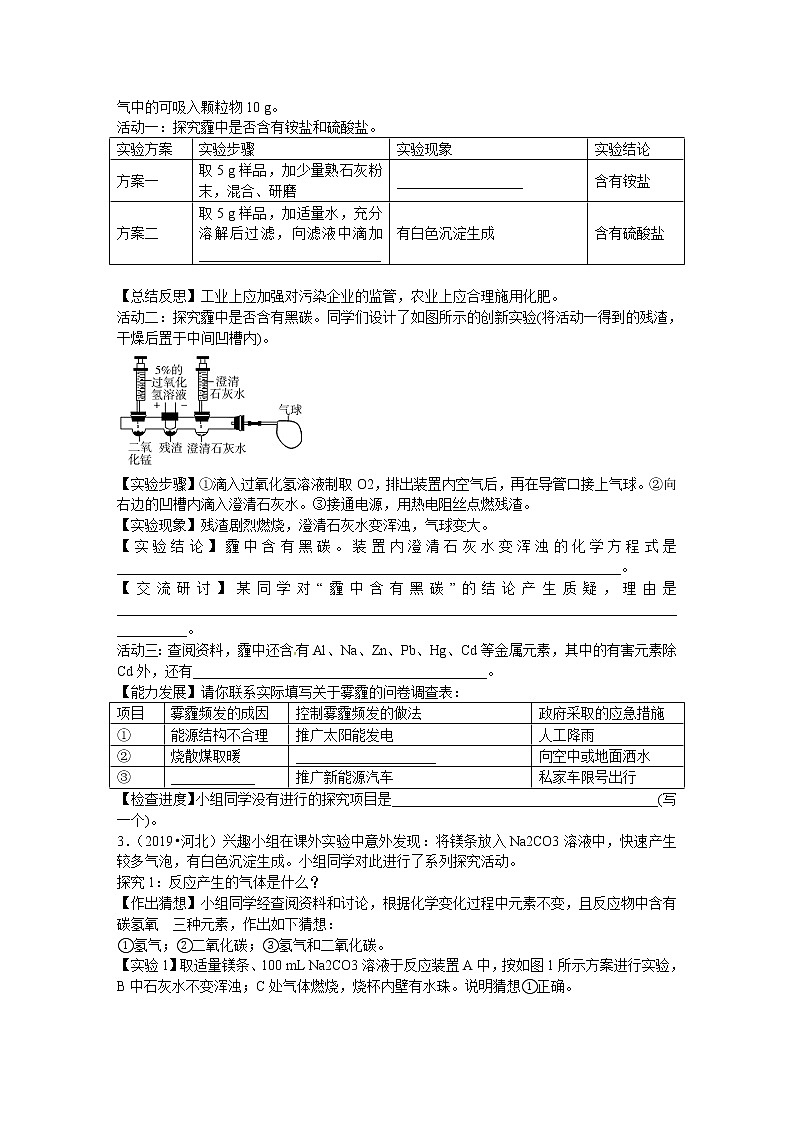 初中化学中考复习 2020届九年级中考化学热点专题训练：专题12科学探究题第2页