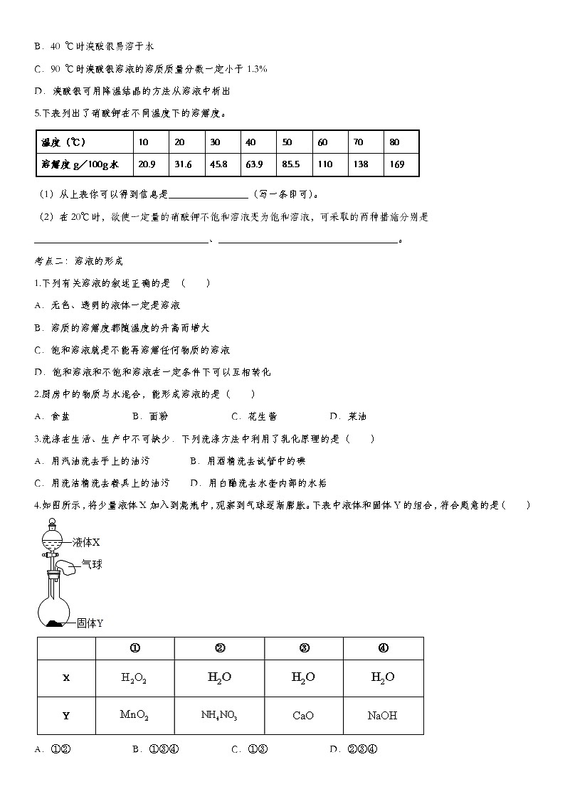 初中化学中考复习 2020届九年级中考化学一轮复习基础专项练习：溶液第2页
