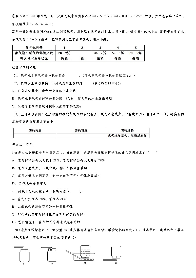 初中化学中考复习 2020届九年级中考化学一轮复习知识点提高训练卷：空气第3页
