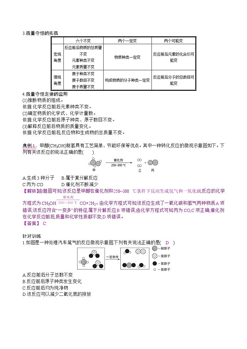 初中化学中考复习 2021届中考化学一轮微专题复习学案：　质量守恒定律　化学方程式02