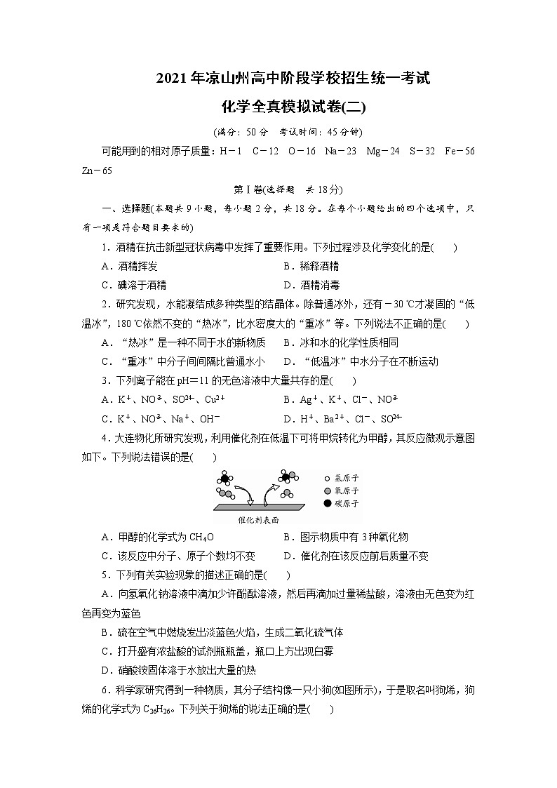 初中化学中考复习 2021年四川凉山州中考化学全真模拟卷201