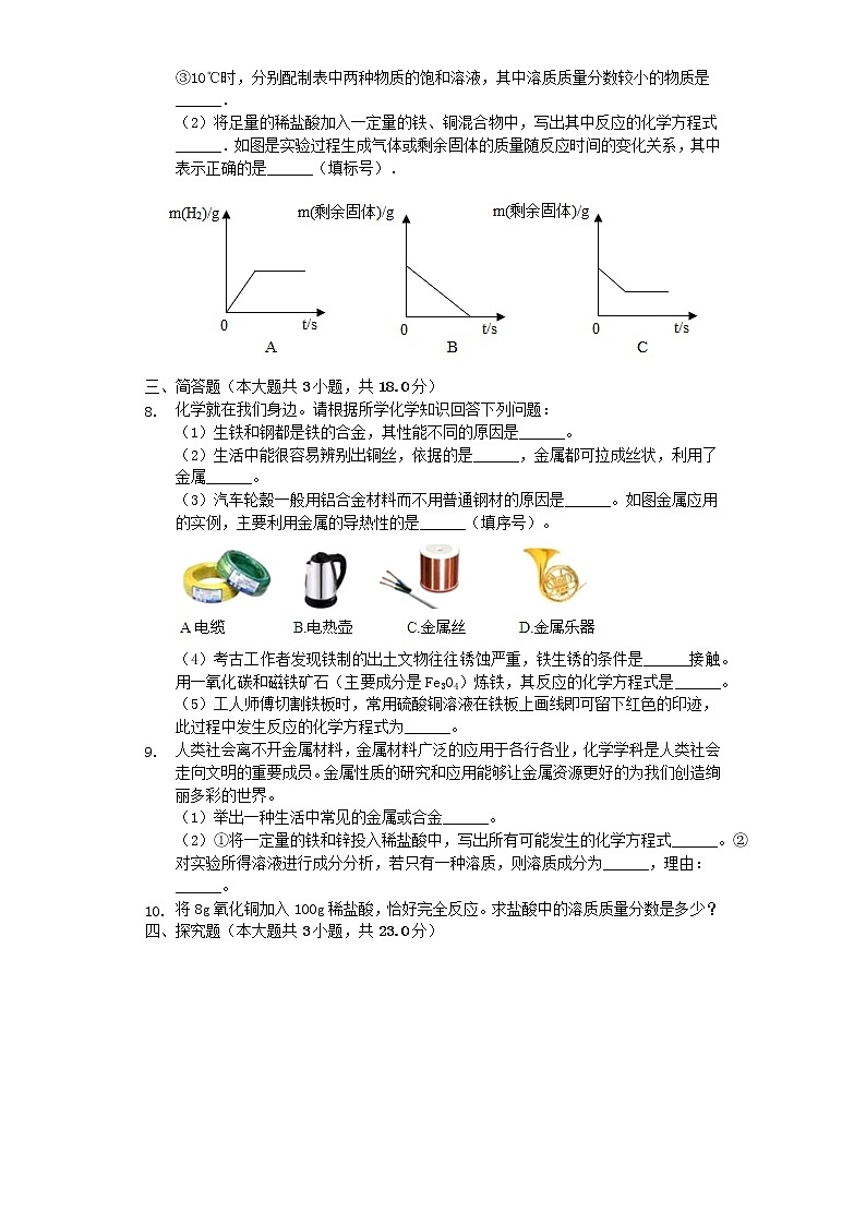 初中化学中考复习 贵州省贵阳市2019年中考化学一模试卷（含解析）第2页