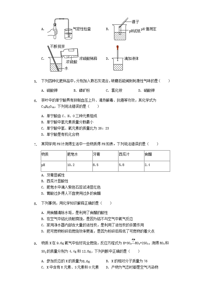 初中化学中考复习 贵州省遵义市桐梓县2019年中考化学模拟（4月）试卷（含解析）02