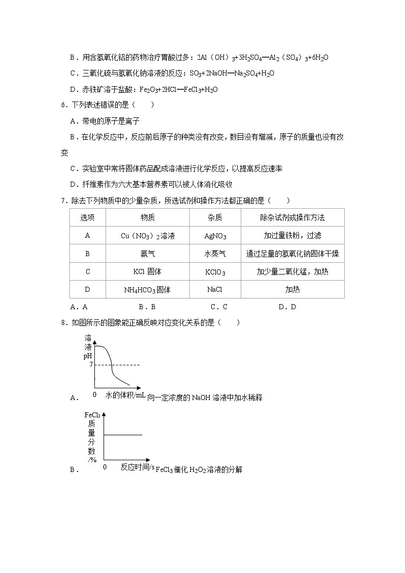 初中化学中考复习 黑龙江省大庆市2020年中考化学试卷（解析版）第2页