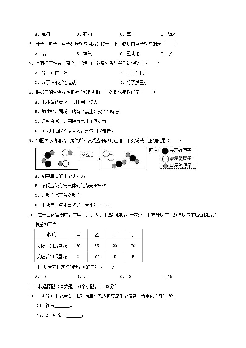 初中化学中考复习 湖南省永州市2019年中考化学学业水平模拟试卷（一）（含解析）02