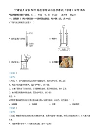 初中化学中考复习 精品解析：甘肃省天水市2020年中考化学试题（解析版）