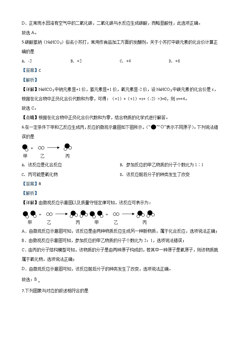 初中化学中考复习 精品解析：贵州省黔东南州2020年中考化学试题（解析版）第3页