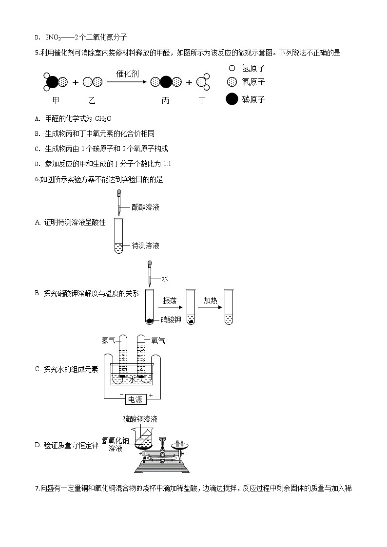 初中化学中考复习 精品解析：河北省2020年中考化学试题（原卷版）02