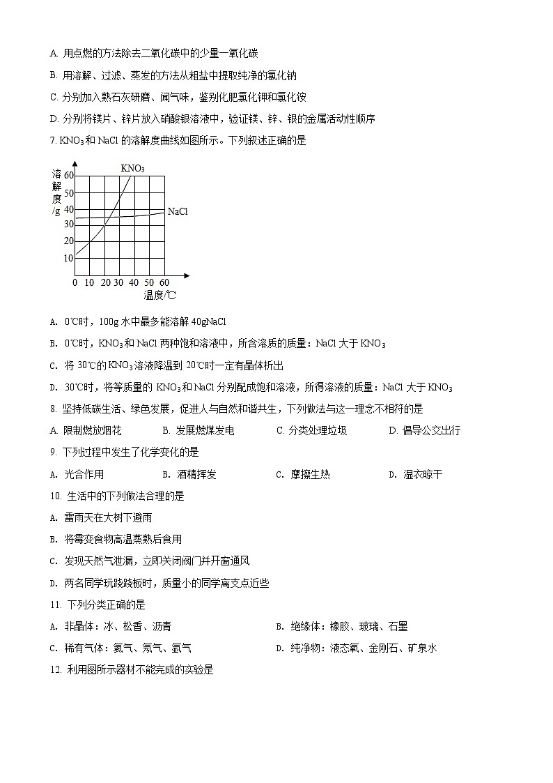 初中化学中考复习 精品解析：河北省2021年中考化学试题（原卷版）第2页
