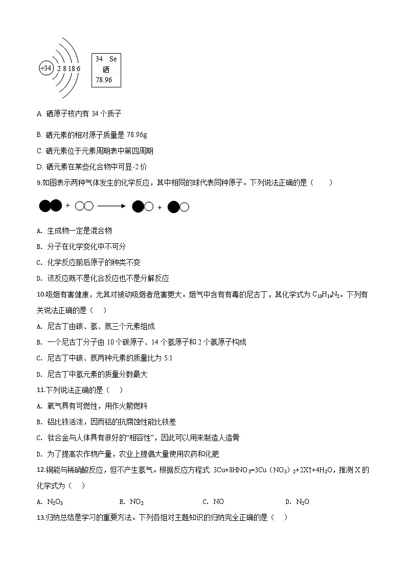 初中化学中考复习 精品解析：黑龙江省龙东地区2020年中考化学试题(农垦 森工)（原卷版）第3页