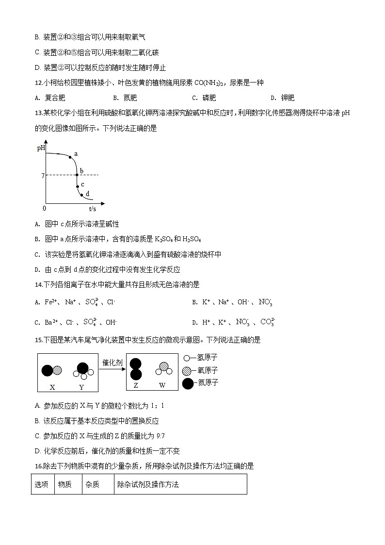 初中化学中考复习 精品解析：山东省滨州市2020年中考化学试题（原卷版）03