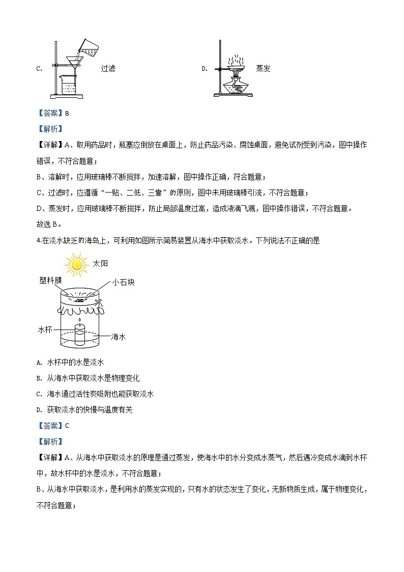 初中化学中考复习 精品解析：山东省枣庄市2020年中考化学试题（解析版）02