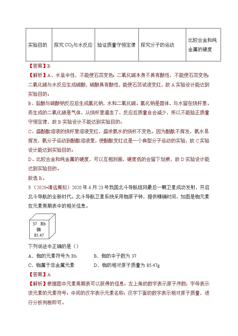 初中化学中考复习 精选卷05-2021年中考化学大数据精选全真模拟卷（广东专用）（解析版）03