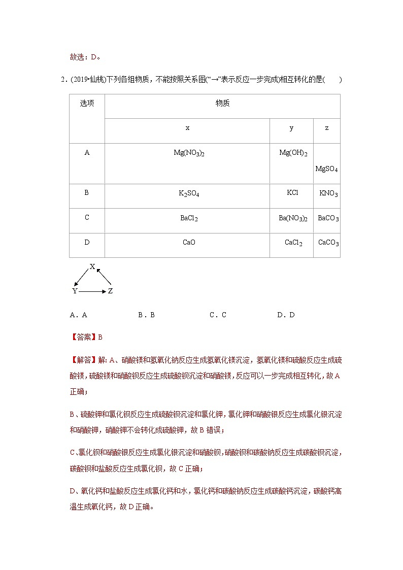 初中化学中考复习 决胜2020年中考化学压轴题揭秘 专题06 物质的推断（测试）（解析版）第2页