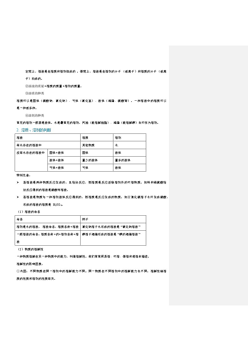 9.1  溶液的形成-九年级化学下册精讲精练（人教版）（解析版）第2页