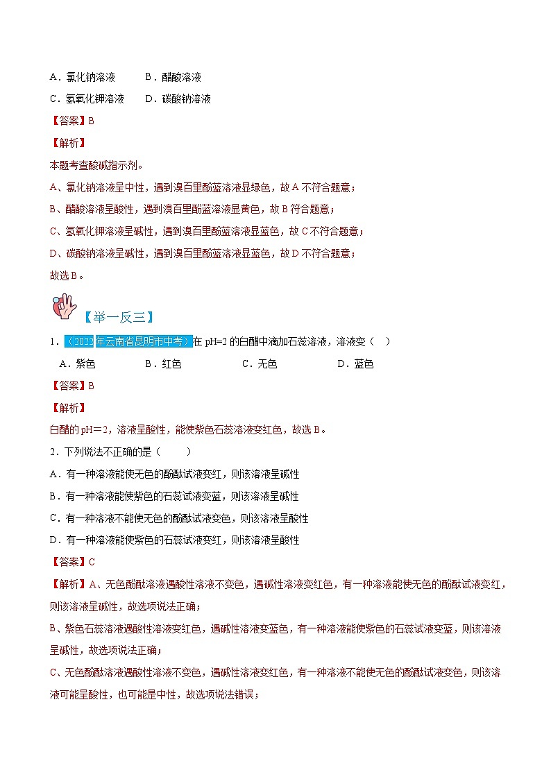 10.1.1 常见的酸及性质 -九年级化学下册精讲精练（人教版）（解析版）第2页