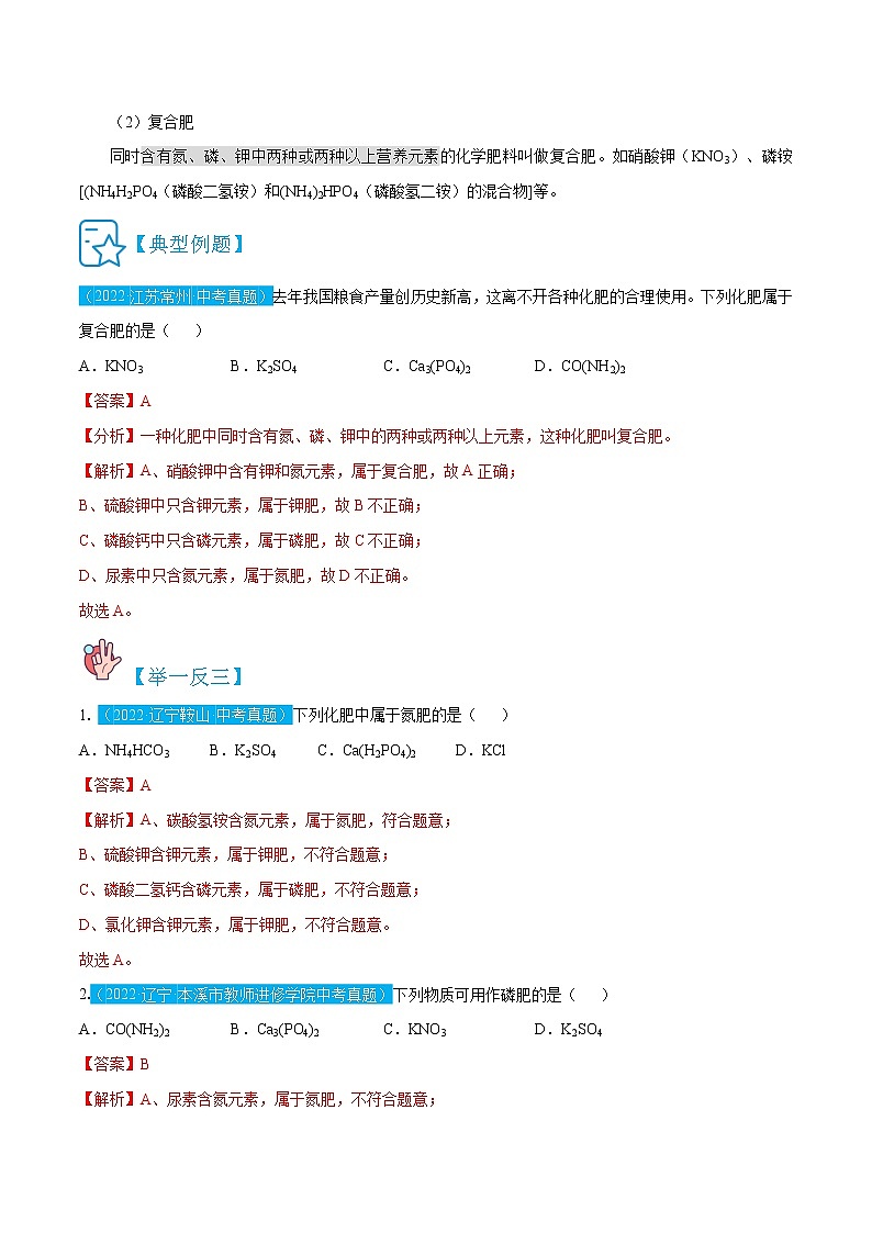 11.2  化学肥料-九年级化学下册精讲精练（人教版）（解析版）第2页