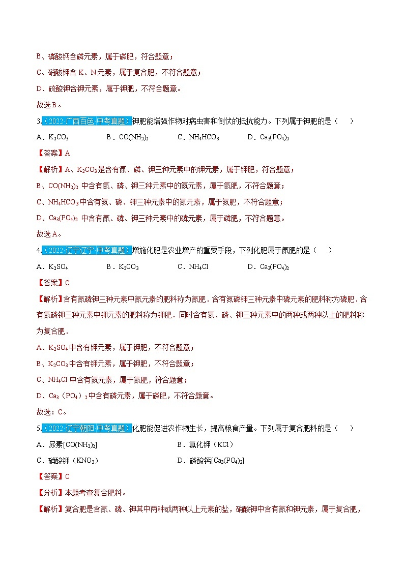 11.2  化学肥料-九年级化学下册精讲精练（人教版）（解析版）第3页