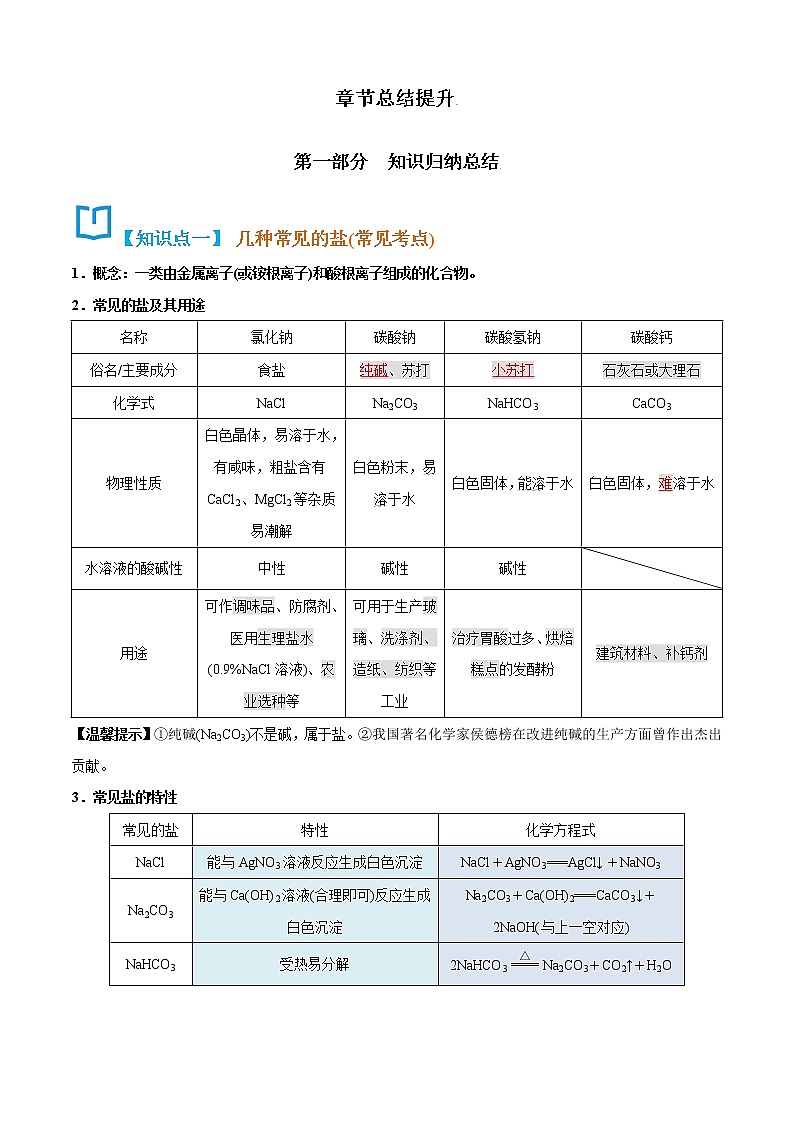 第十一单元 总结提升与章末检测-九年级化学下册精讲精练（人教版）（解析版）第2页