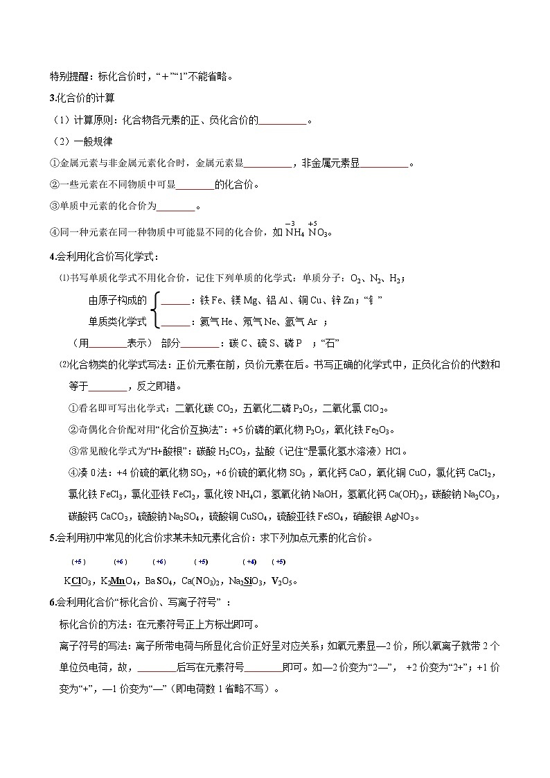 初中化学中考复习 考点 11 化合价与化学式 （学生版）第2页