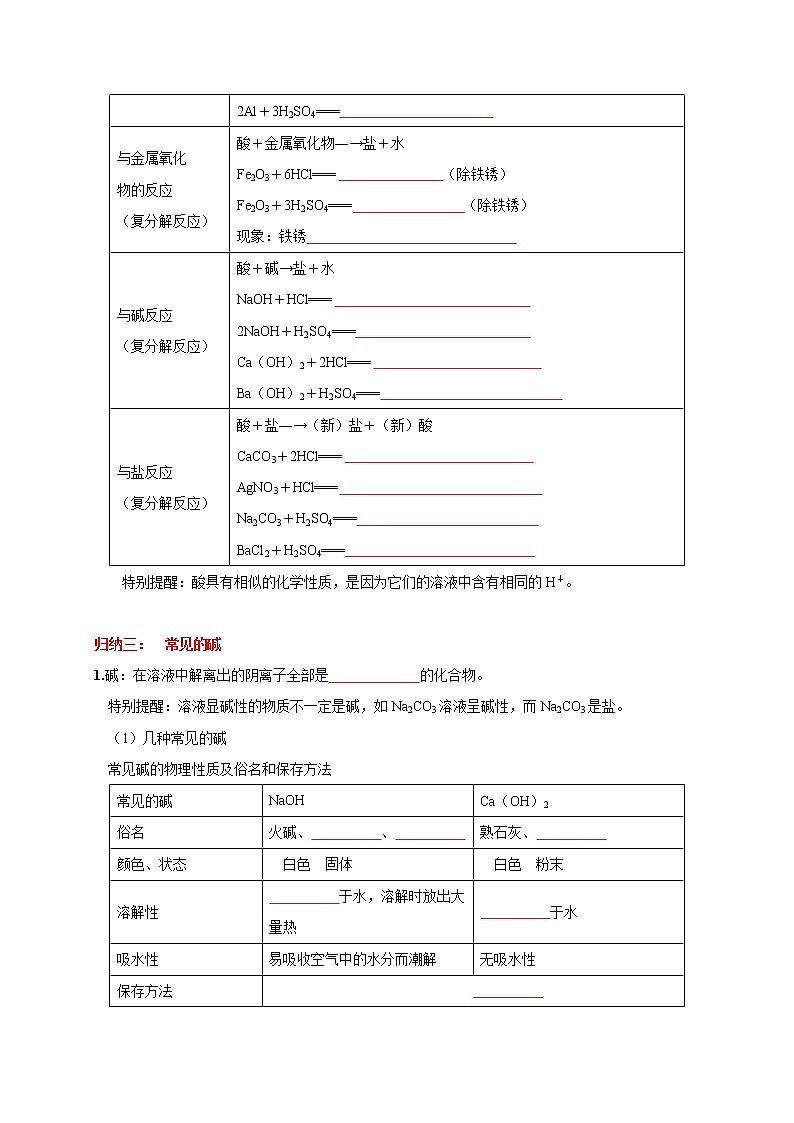 初中化学中考复习 考点 25 常见的酸和碱（学生版）第3页