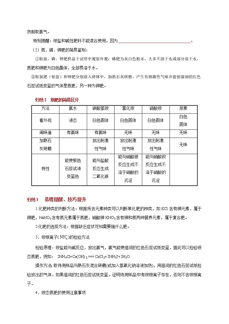 初中化学中考复习 考点 28 化肥 （学生版） 试卷02