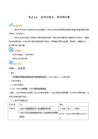 初中化学中考复习 考点14  化学式意义、书写和计算-备战2022年中考化学一轮复习考点帮（解析版）