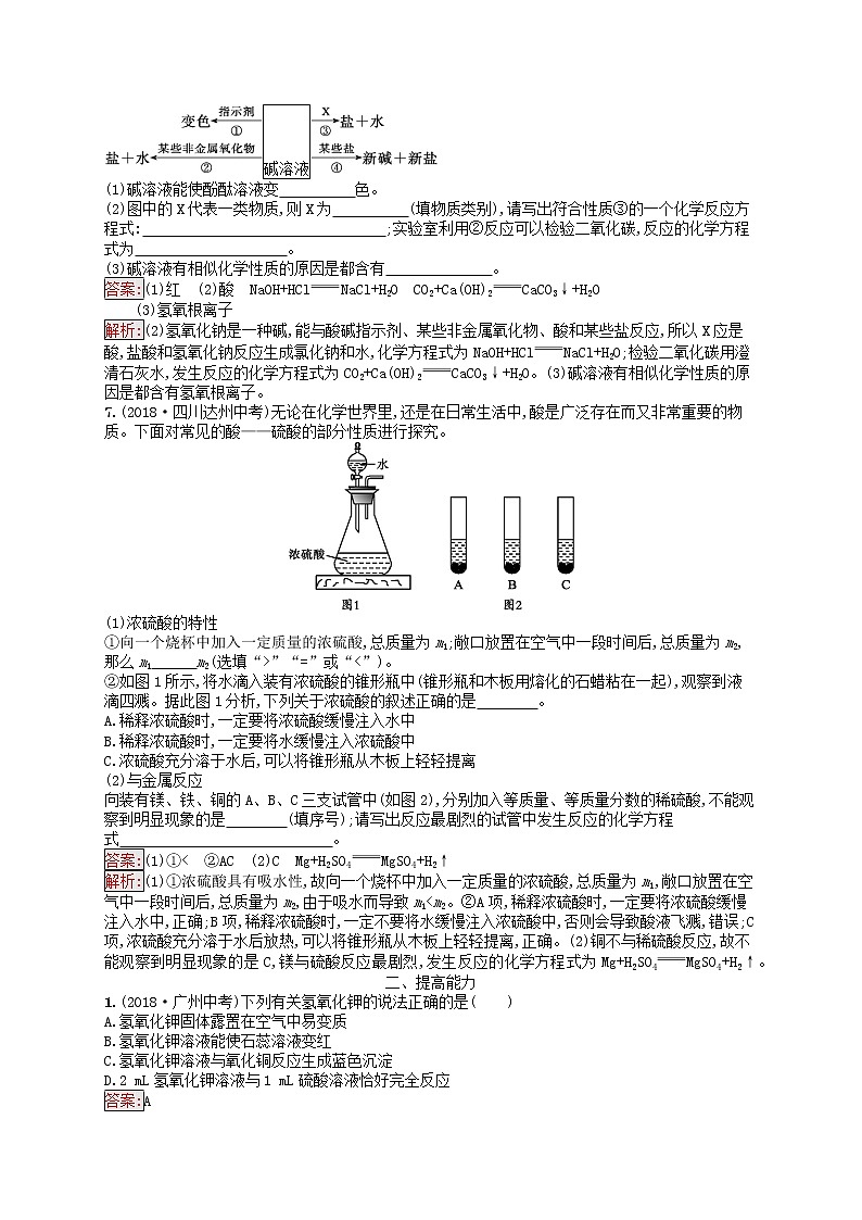 初中化学中考复习 课标通用中考化学总复习素养全练11常见的酸和碱02