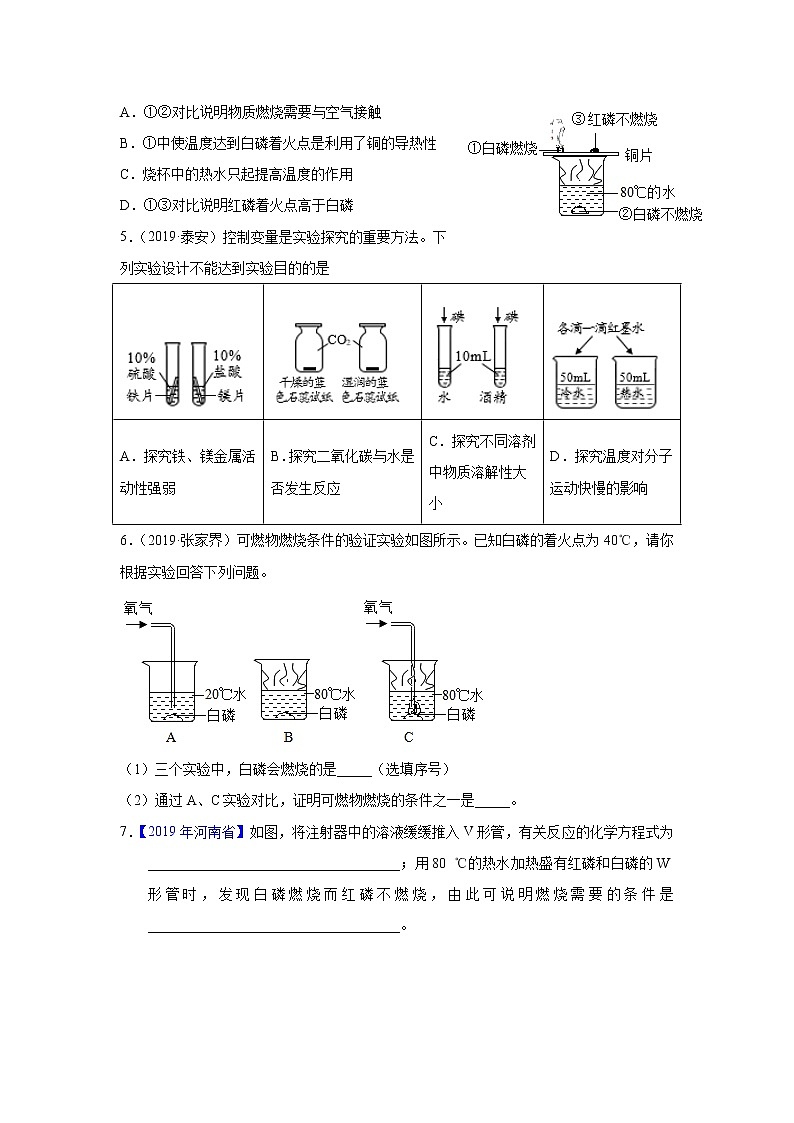 初中化学中考复习 题型03 控制变量法探究实验-备战2020年中考化学实验题型特训（原卷版）第2页