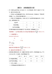 初中化学中考复习 题型3 表格数据型计算-备战2020年中考化学计算题型特训（解析版）