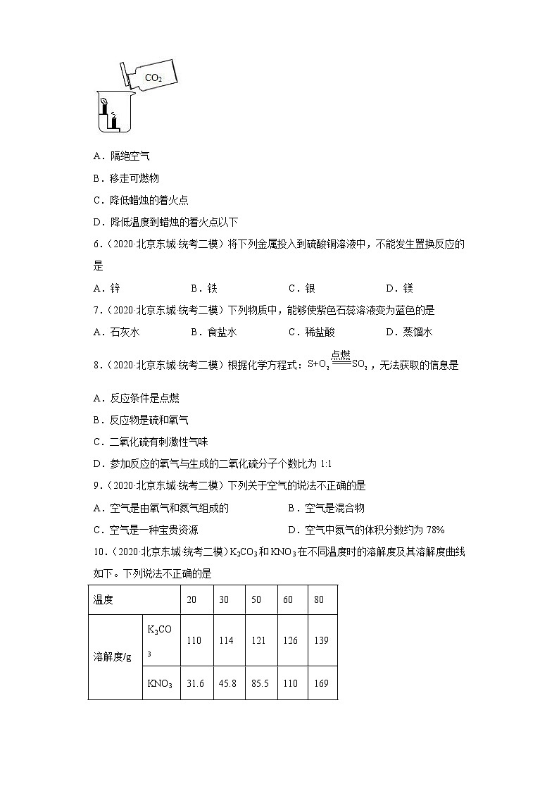 2020-2022年北京市东城区中考化学二模试题汇编-选择题第2页