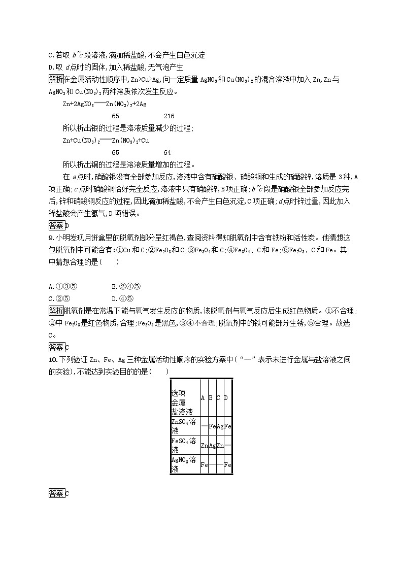 初中化学中考复习 中考化学总复习优化设计第一板块基础知识过关阶段检测四金属和金属材料第3页