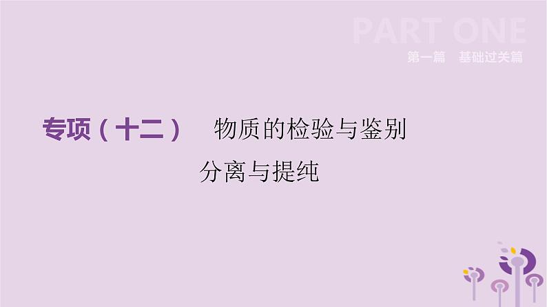 初中化学中考复习 中考化学总复习第一篇基础过关篇专项12物质的检验与鉴别分离与提纯课件第2页