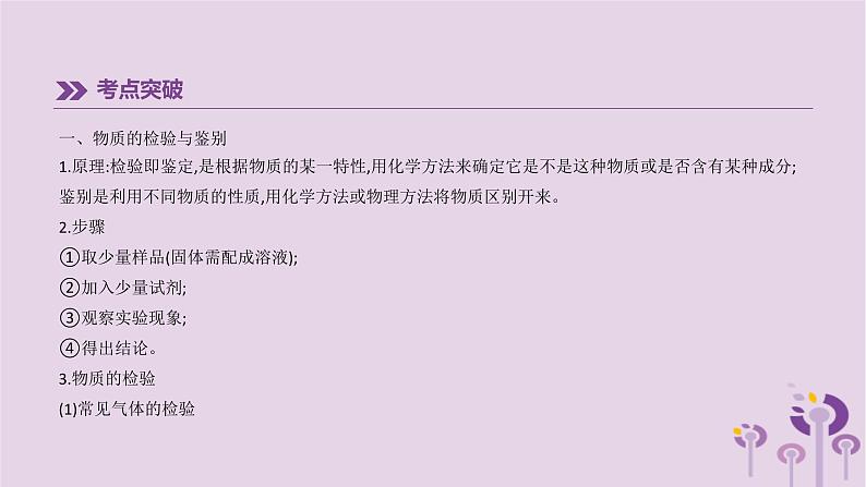 初中化学中考复习 中考化学总复习第一篇基础过关篇专项12物质的检验与鉴别分离与提纯课件第3页