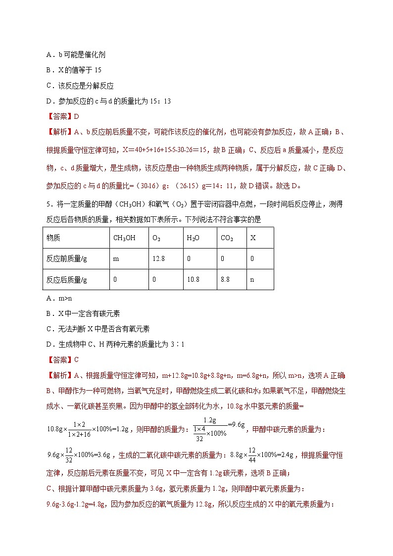 初中化学中考复习 专练02（中等培优选择50题）-2022年九年级化学中考备考考点必杀200题（人教版）（解析版）第3页