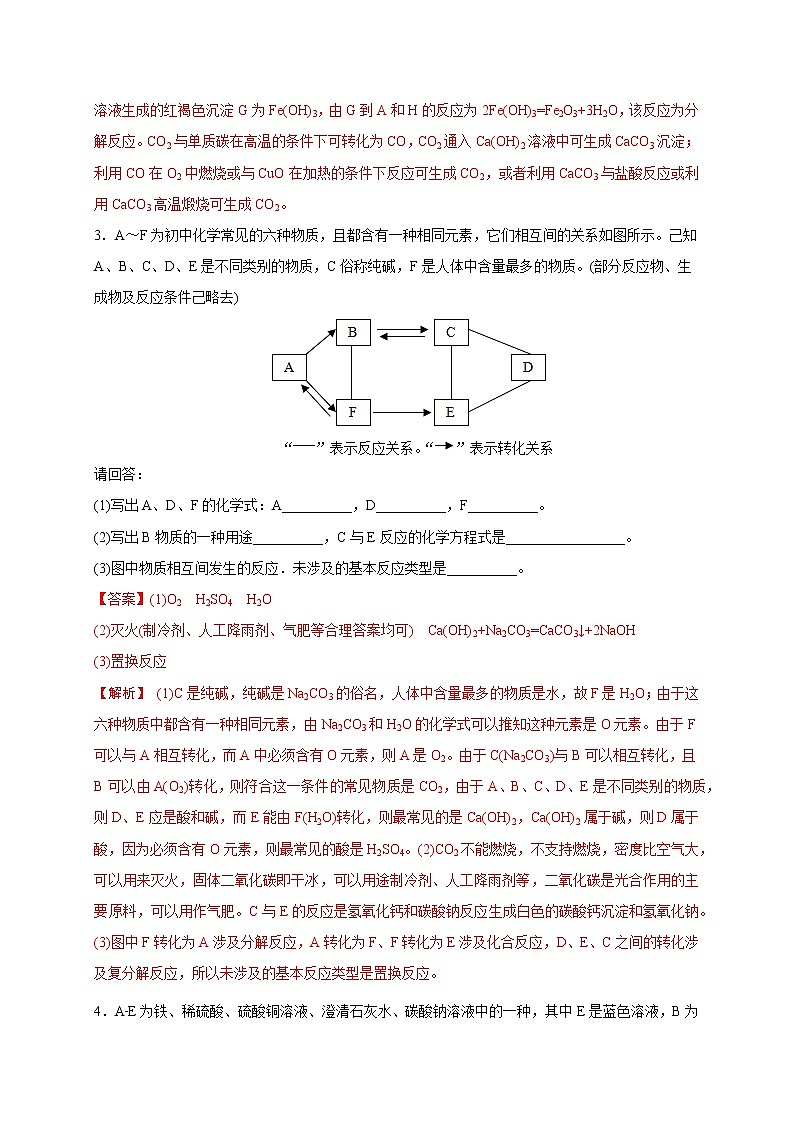 初中化学中考复习 专练06 框图推断20题-2020年化学中考考前必杀200题（尖子生专用）（解析版）第3页